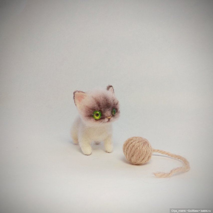 Котенок — Валяные игрушки из шерсти: сухое валяние (фото 9)