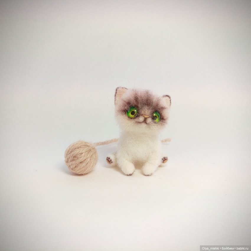 Котенок — Валяные игрушки из шерсти: сухое валяние (фото 6)
