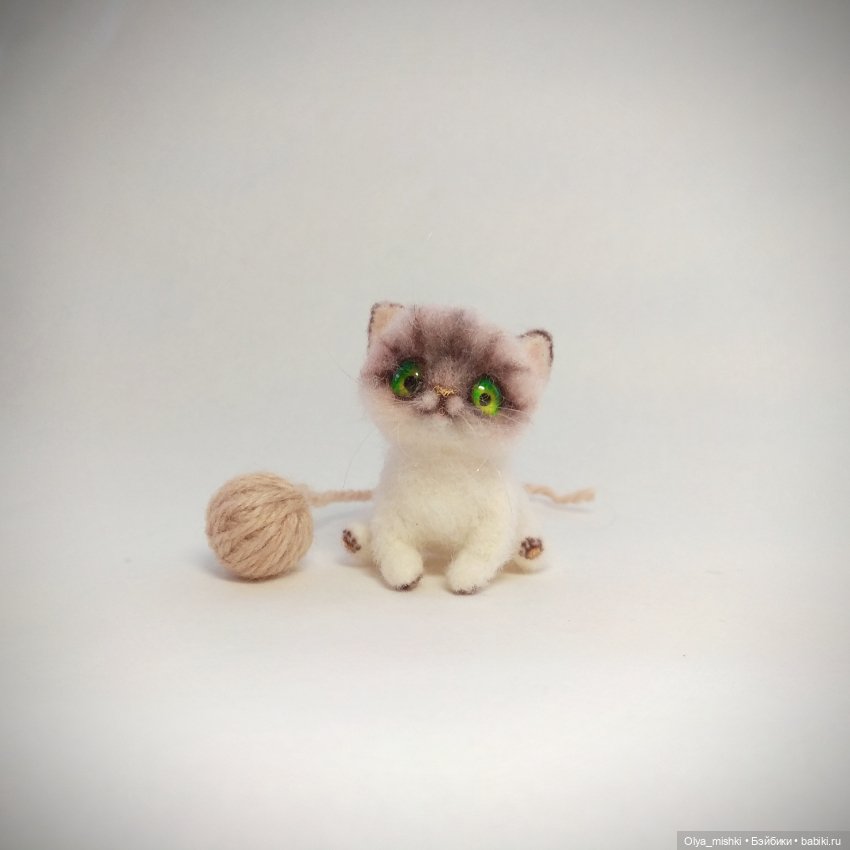 Котенок — Валяные игрушки из шерсти: сухое валяние (фото 5)