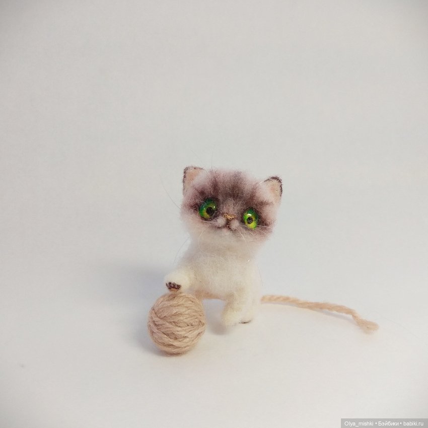 Котенок — Валяные игрушки из шерсти: сухое валяние (фото 8)