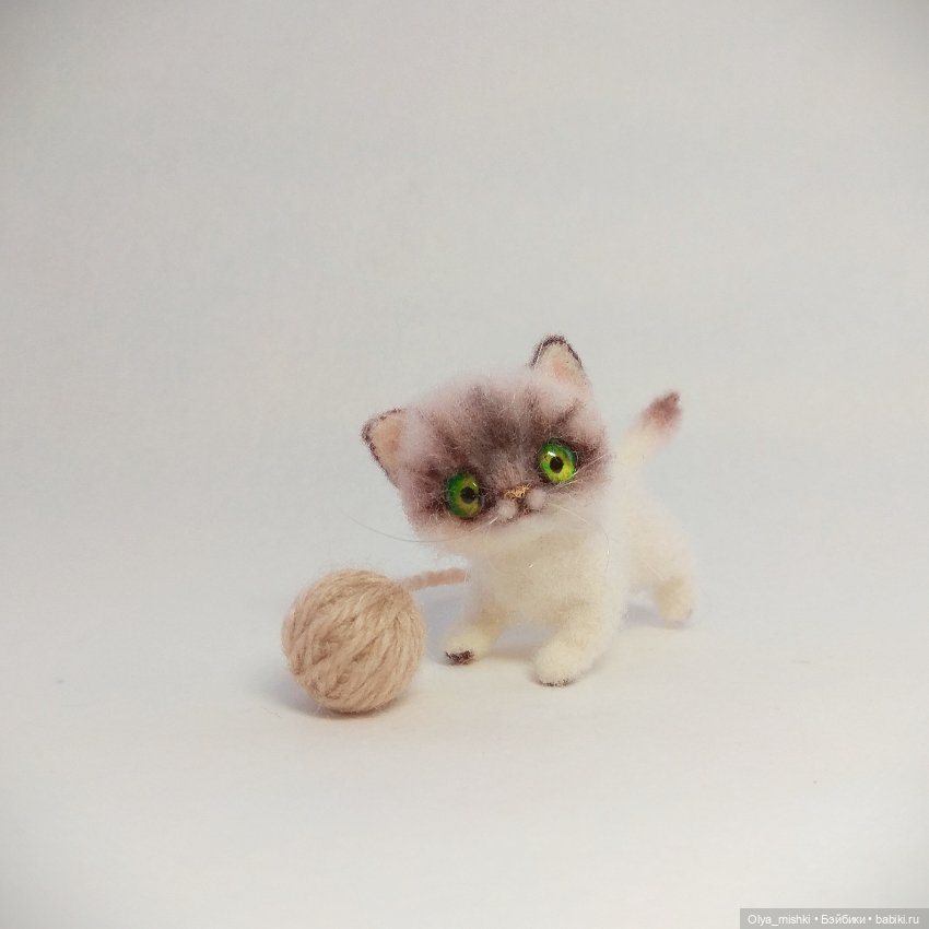 Котенок — Валяные игрушки из шерсти: сухое валяние (фото 7)