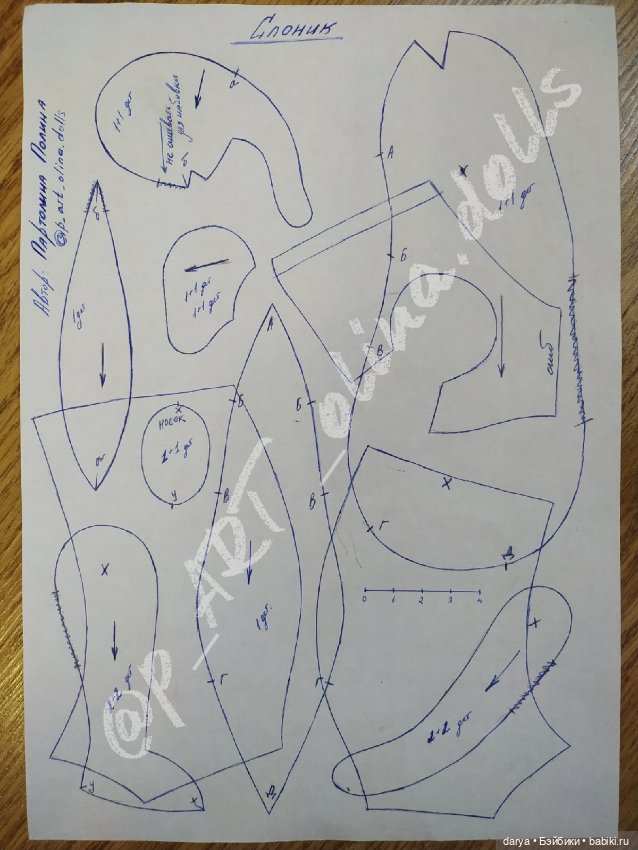 Выкройка слоника тедди от Полина Партолина