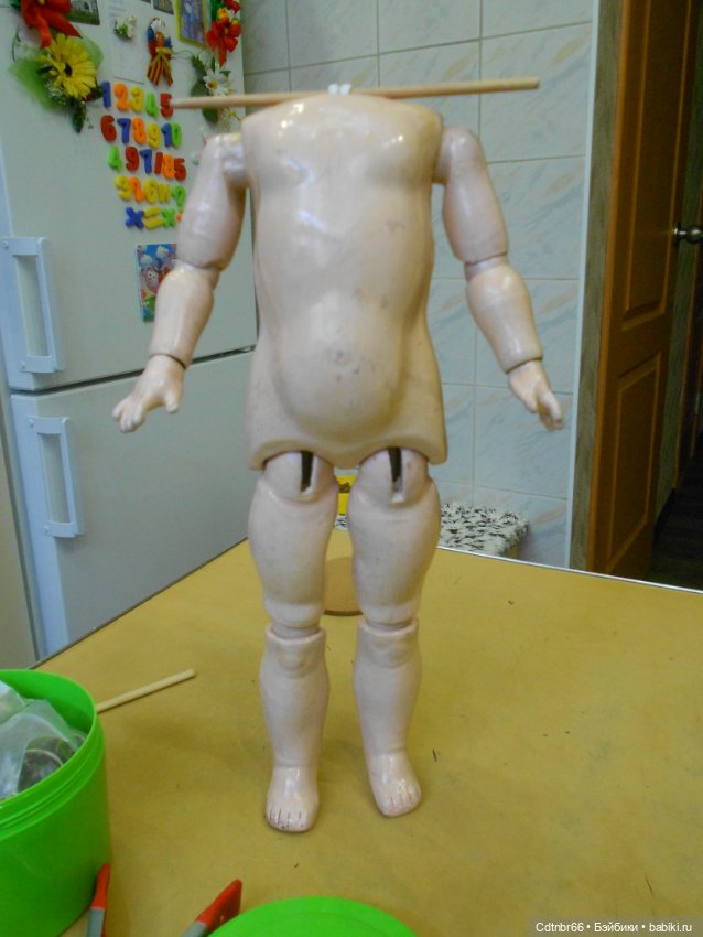 Реставрация антикварной куклы 1894 АМ4DEP. Хромоножка. Выравниваю ножки (фото 10)