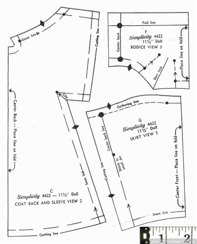 Simplicity 4422 barbie doll clothes sewing pattern, 1960-69г