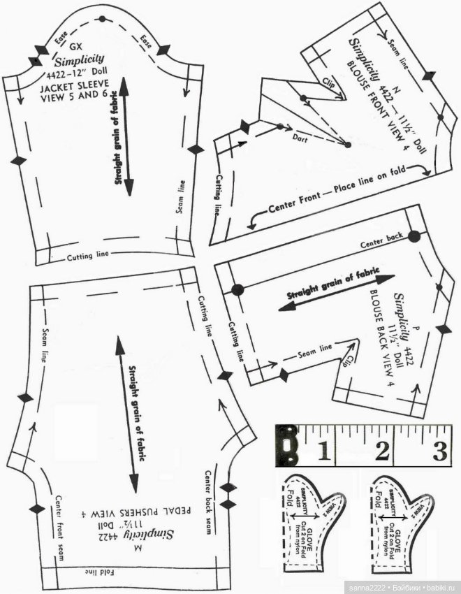 Simplicity 4422 barbie doll clothes sewing pattern, 1960-69г