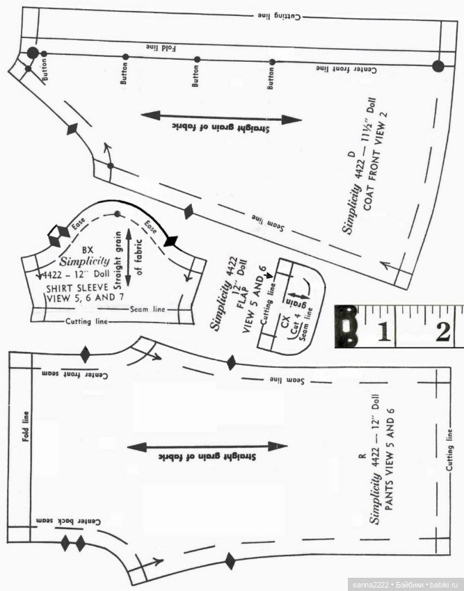 Simplicity 4422 barbie doll clothes sewing pattern, 1960-69г