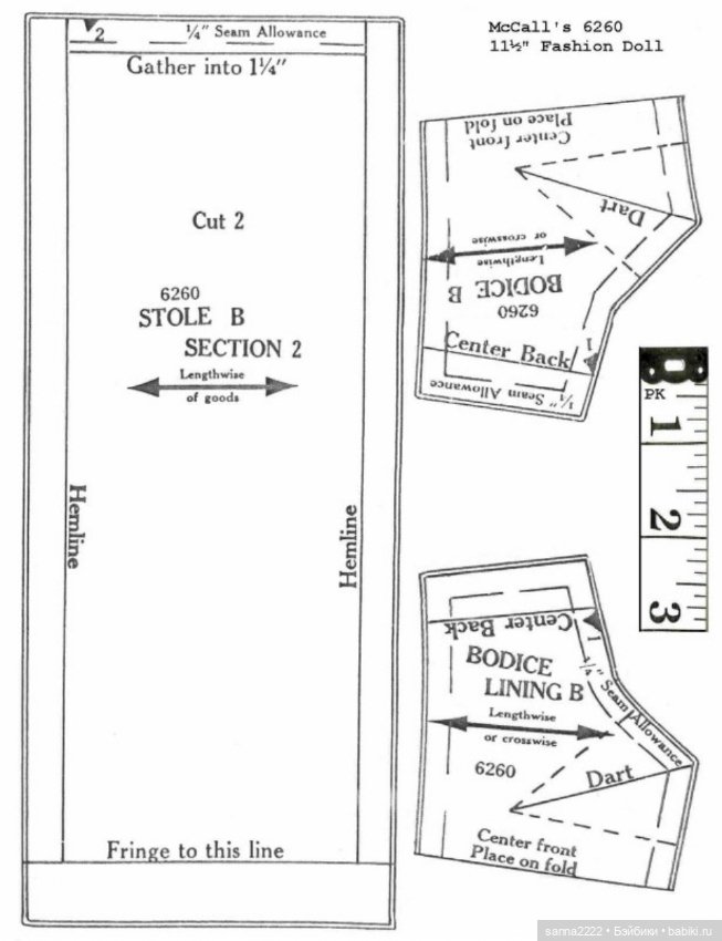 1960's McCall's 6260 Doll Wardrobe Barbie Babette