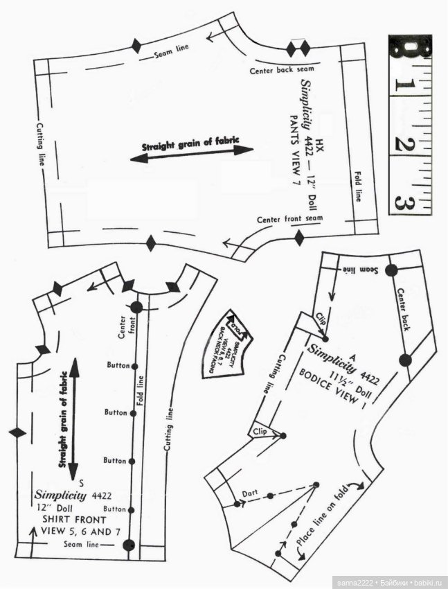 Simplicity 4422 barbie doll clothes sewing pattern, 1960-69г