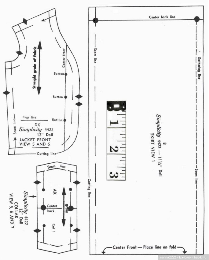 Simplicity 4422 barbie doll clothes sewing pattern, 1960-69г