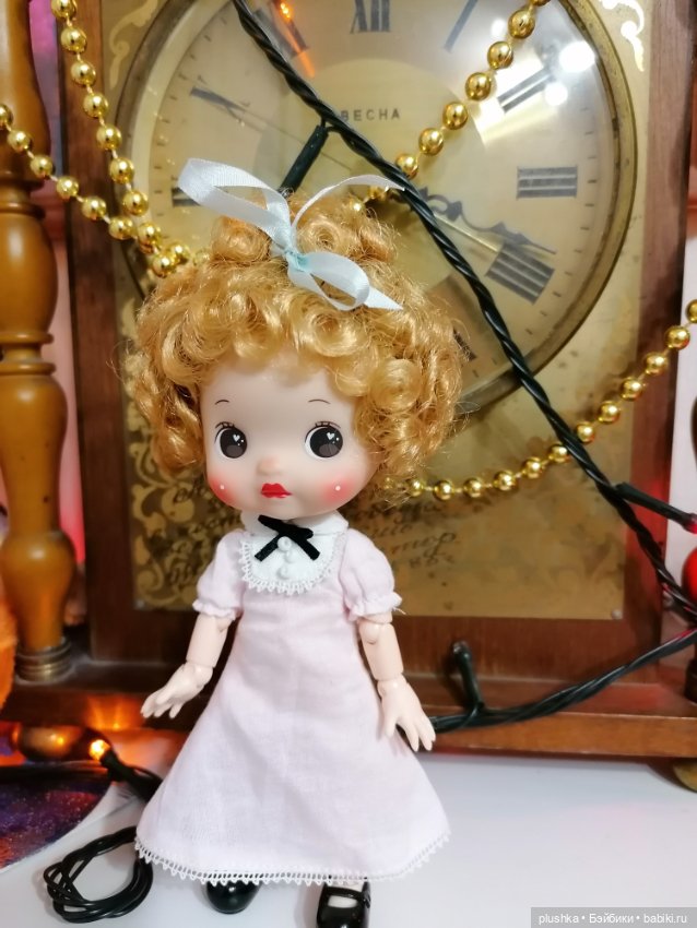 Малышка с золотыми кудряшками. Куколка mini cherry от PeachFace