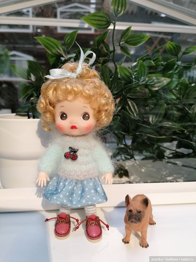 Малышка с золотыми кудряшками. Куколка mini cherry от PeachFace