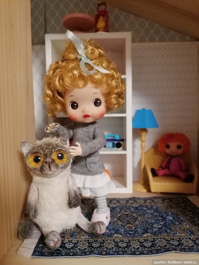 Малышка с золотыми кудряшками. Куколка mini cherry от PeachFace