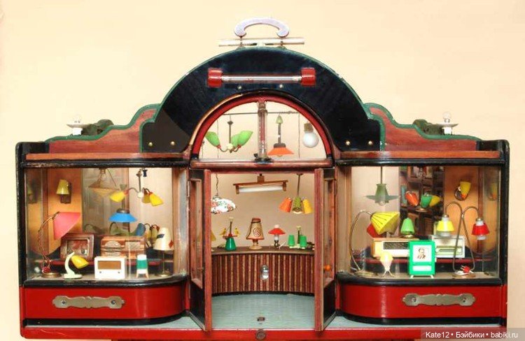 Кукольные домики 1950-60-х годов. Магазин. Лампы