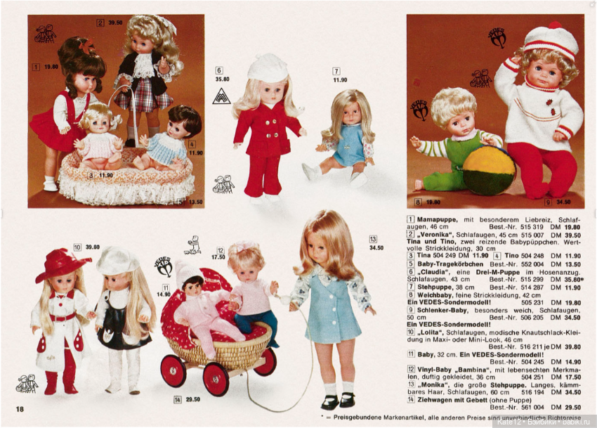 Игрушки 1970 год каталог — Винтажные куклы ГДР (Немки): Бигги