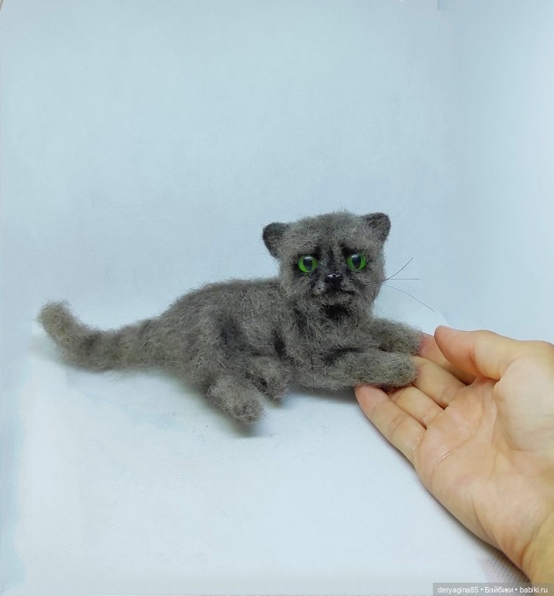 Котик — Валяные игрушки из шерсти: сухое валяние (фото 5)