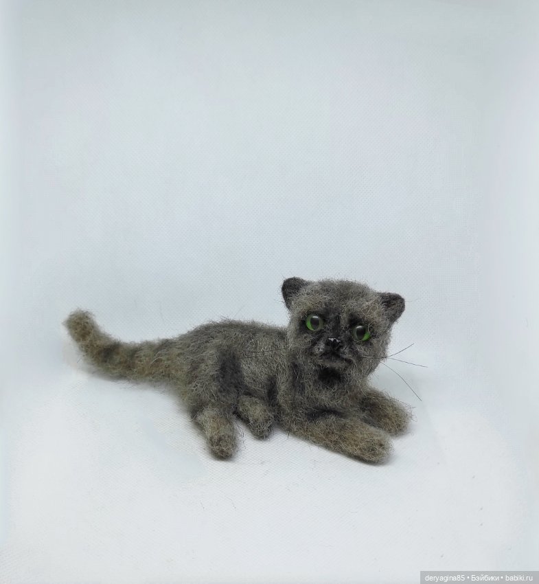 Котик — Валяные игрушки из шерсти: сухое валяние (фото 3)