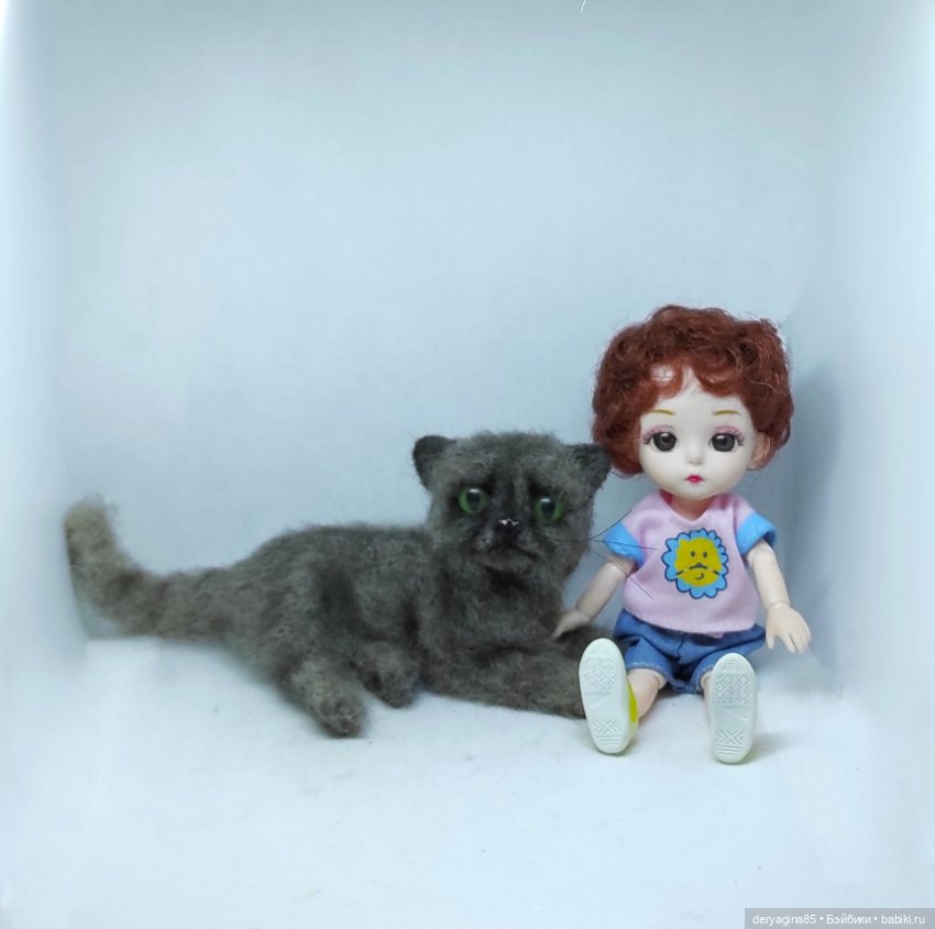 Котик — Валяные игрушки из шерсти: сухое валяние (фото 8)