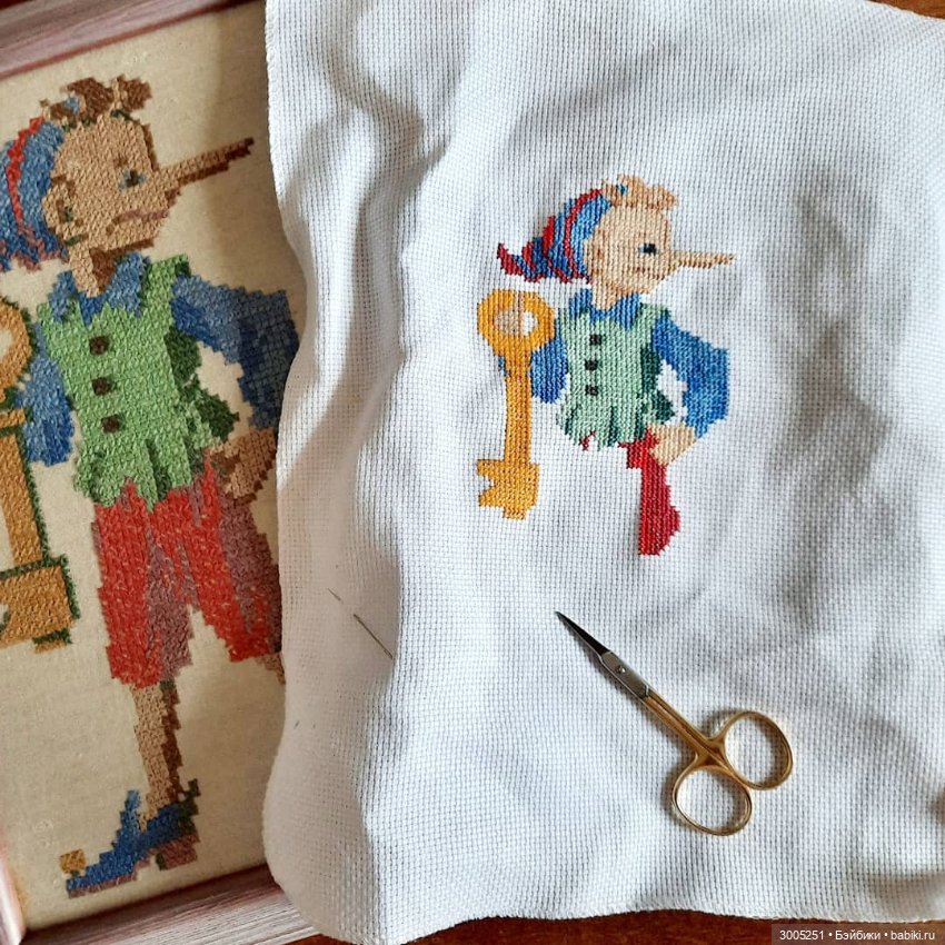 Вышитый крестиком Буратино (фото 5)