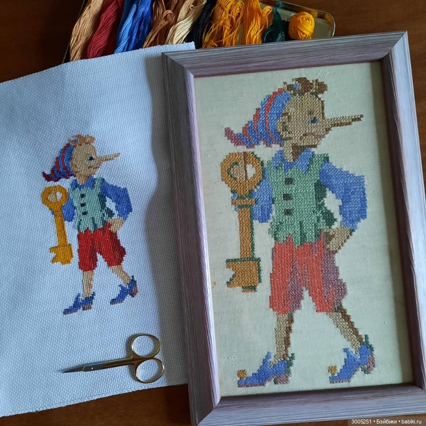Вышитый крестиком Буратино (фото 6)