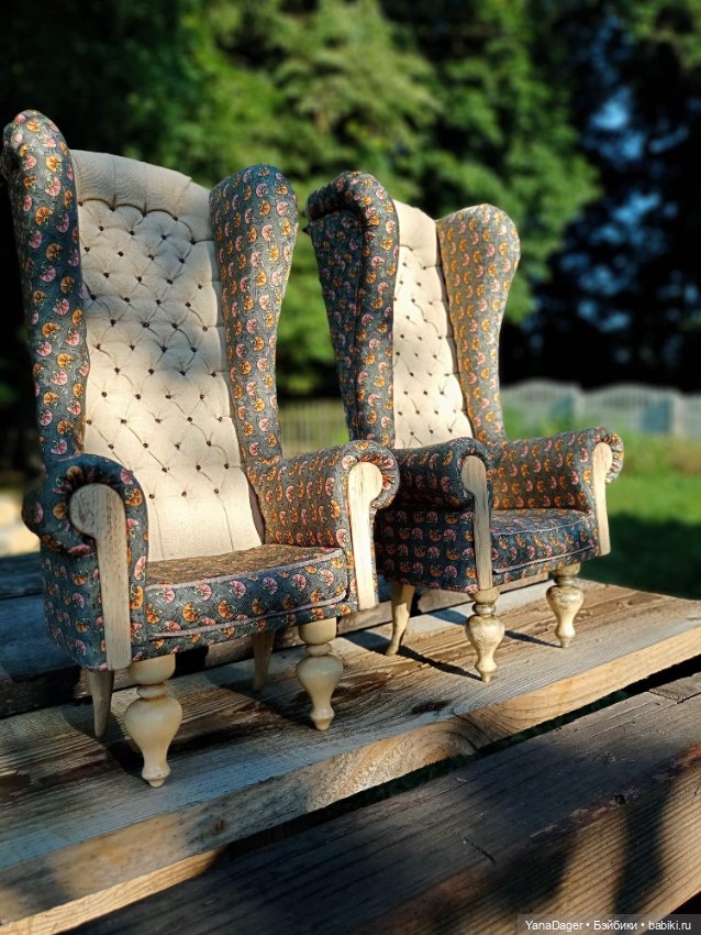 Пара кресел. Закончила — Мебель для кукол и домиков: фото