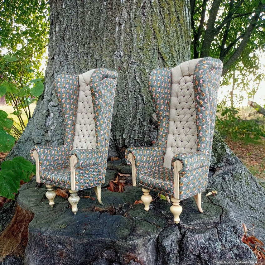 Пара кресел. Закончила — Мебель для кукол и домиков: фото