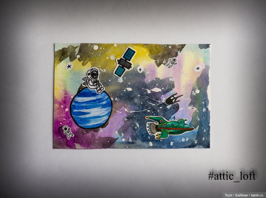 Акварельные открытки на тему космоса (фото 7)