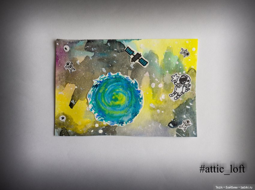 Акварельные открытки на тему космоса (фото 9)
