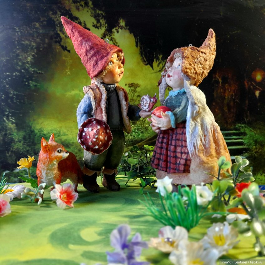 Сказка из ваты. Гномики — Ватные игрушки на елку: ретро