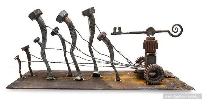 Очеловеченные скульптуры из стальных болтов (фото 4)