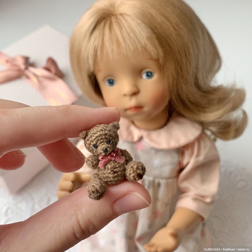 Связала крючком медвежонка! Рост игрушки 3 см