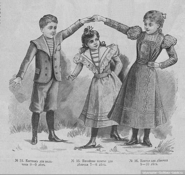 Детская мода 1899-1900 из журналов "Модный курьер" и "Вестник моды" ч1