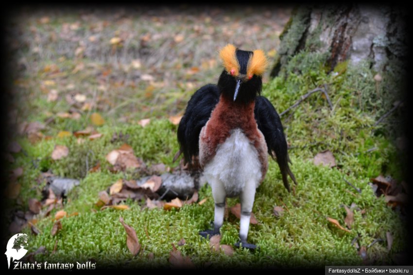 Красношейная поганка. Мягкая подвижная скульптура ручной работы (фото 3)