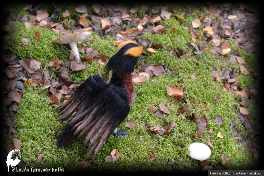 Красношейная поганка. Мягкая подвижная скульптура ручной работы (фото 7)