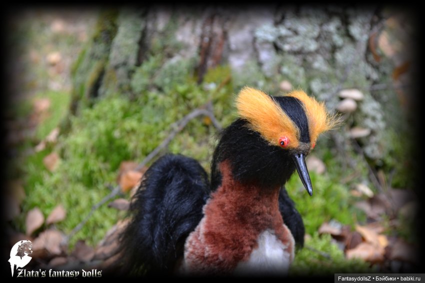 Красношейная поганка. Мягкая подвижная скульптура ручной работы (фото 2)