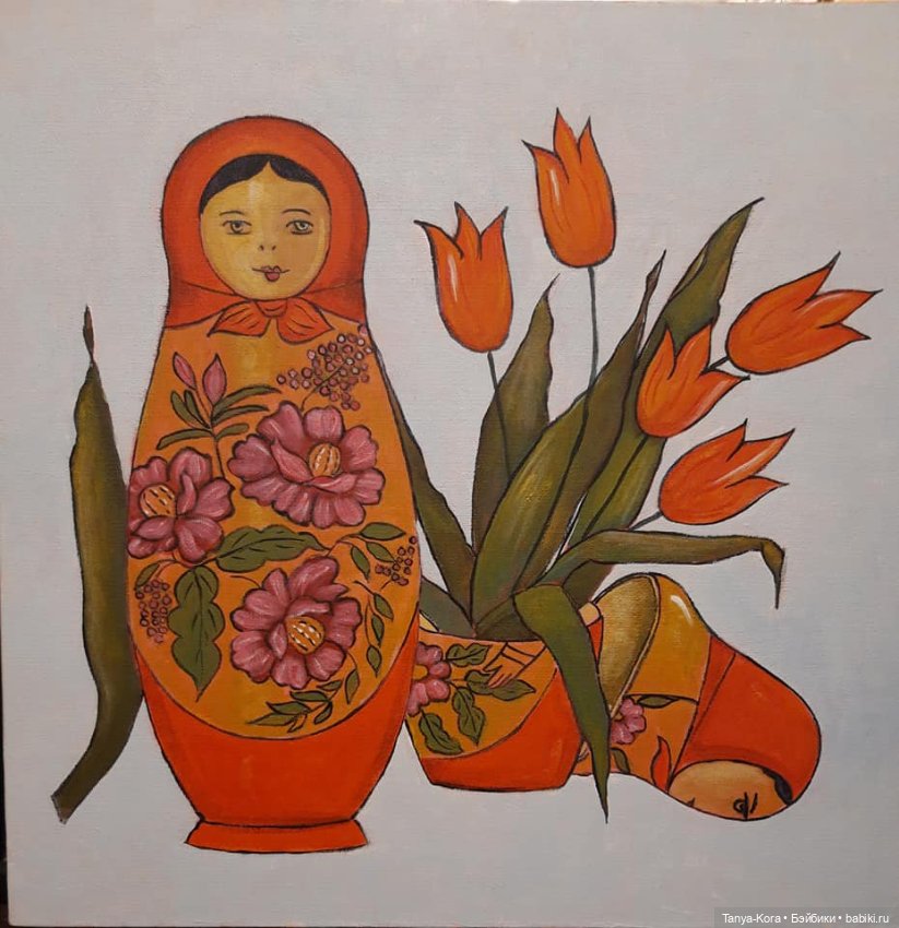 Матрешек можно не только расписывать, но и писать) Маслом или акрилом (фото 2)