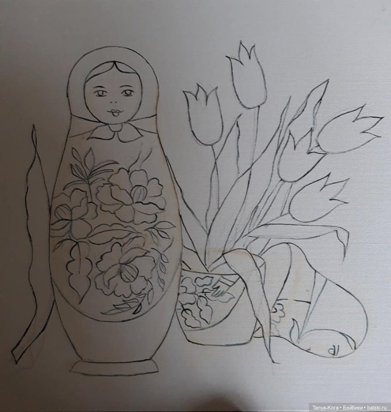 Матрешек можно не только расписывать, но и писать) Маслом или акрилом