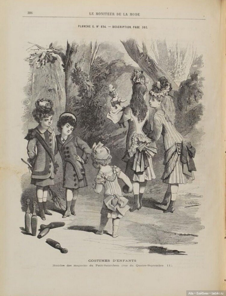 Детская мода на иллюстрациях "Le Moniteur de la Mode", "La Gazette Rose", "La Mode Illustrée" за 1876 год (фото 9)