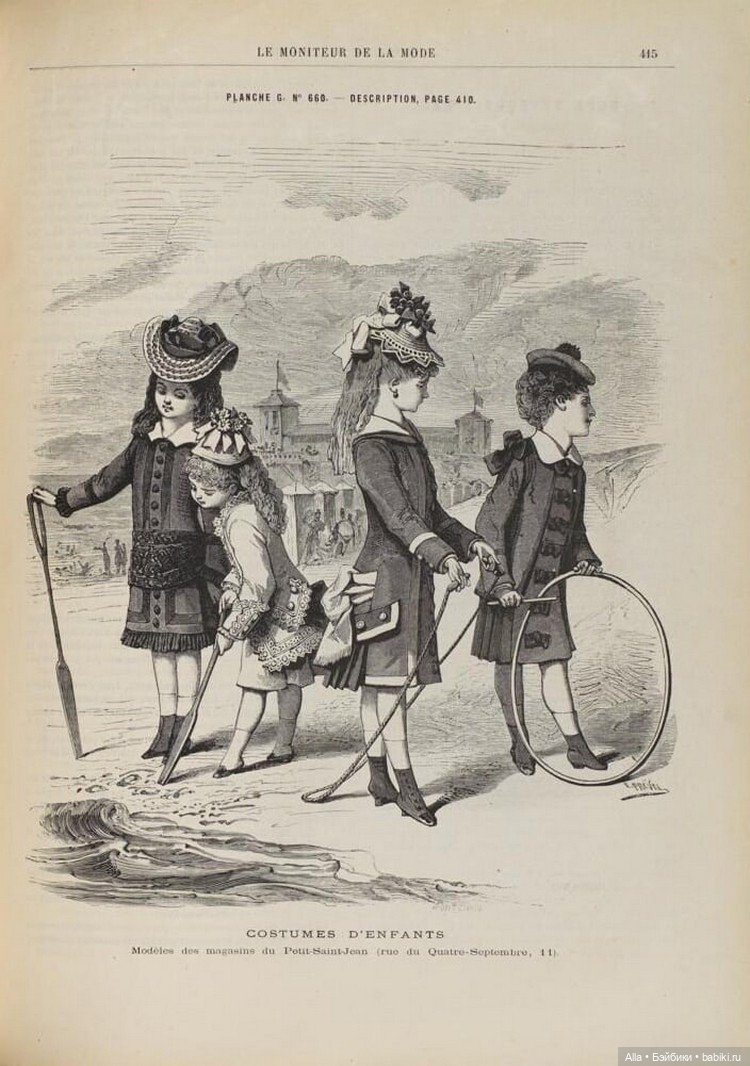 Детская мода на иллюстрациях "Le Moniteur de la Mode", "La Gazette Rose", "La Mode Illustrée" за 1876 год (фото 5)