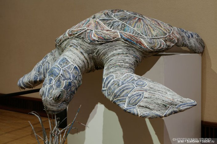 Животные из газет от художницы Chie Hitotsuyama (фото 3)