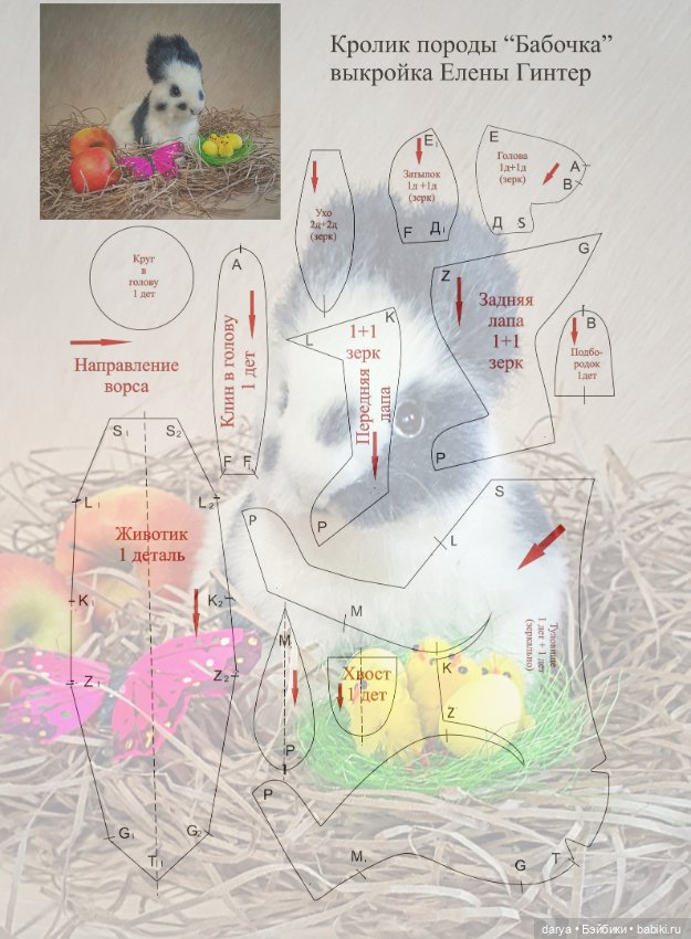 Выкройка кролика в подарок от Елены Гинтер