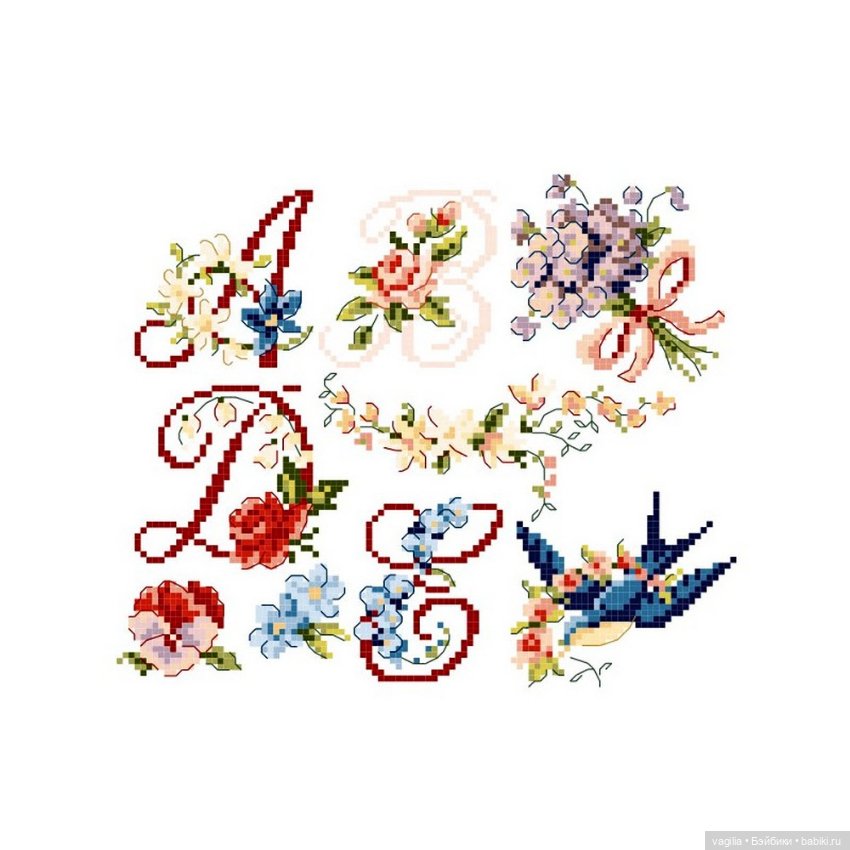 Французская вышивка — Схемы вышивки крестом: фото узоров