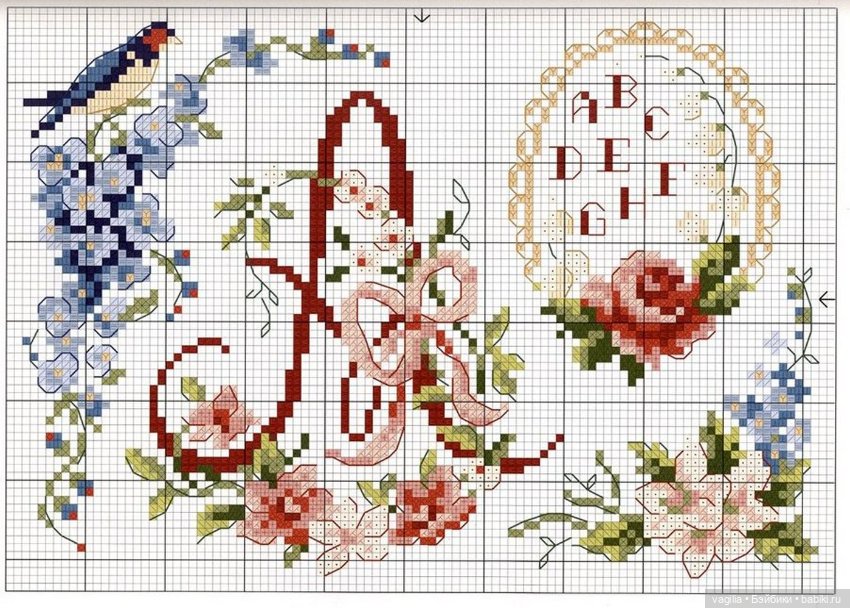 Французская вышивка — Схемы вышивки крестом: фото узоров