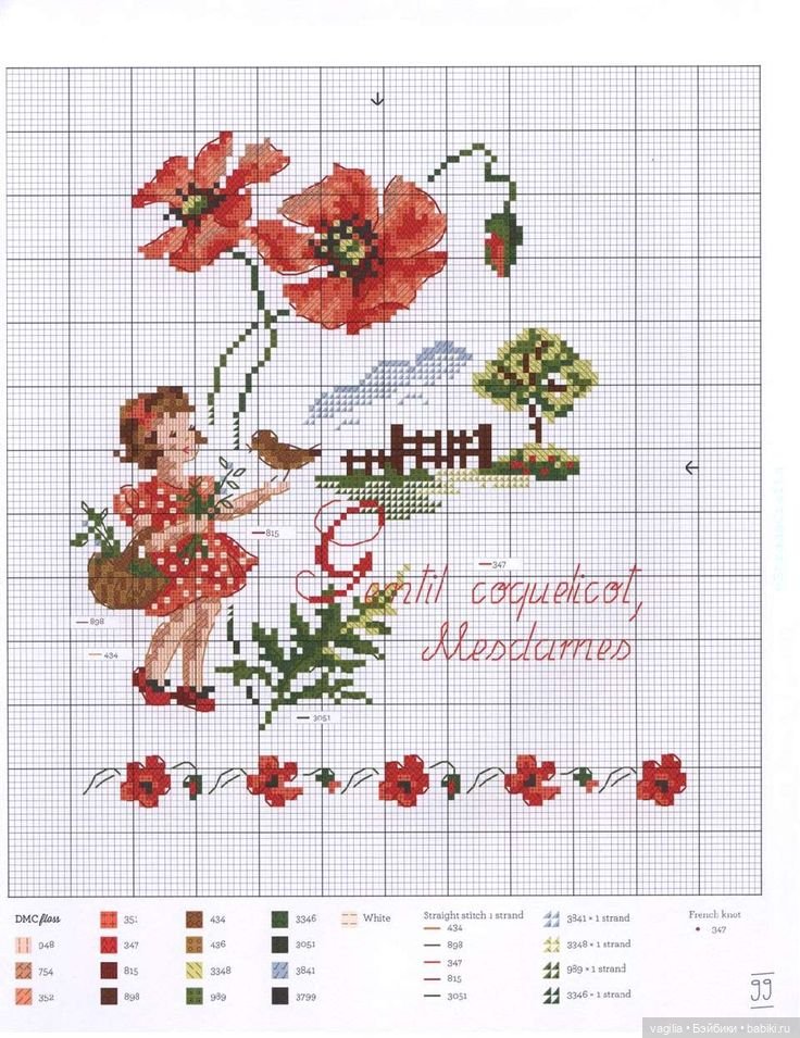 Французская вышивка — Схемы вышивки крестом: фото узоров