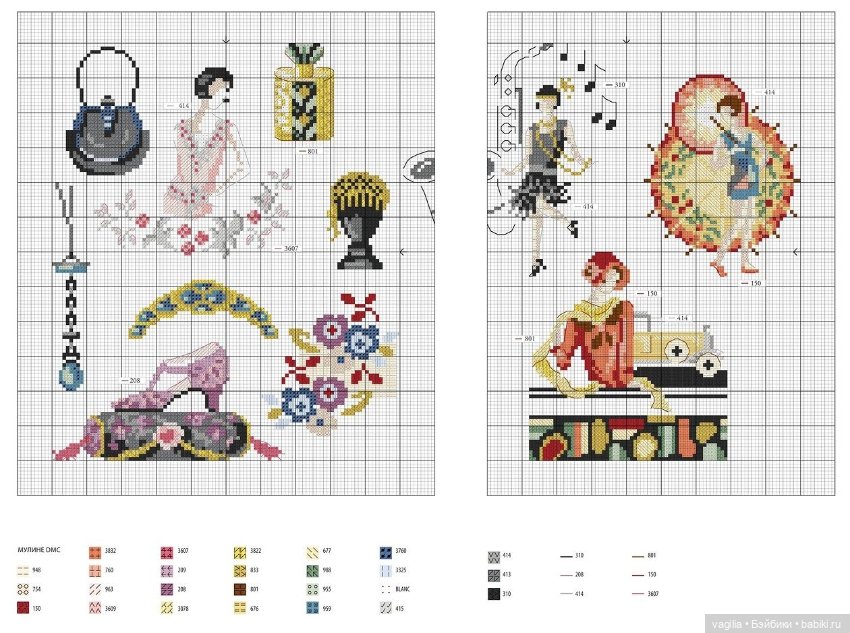 Французская вышивка 2 — Схемы вышивки крестом: фото узоров