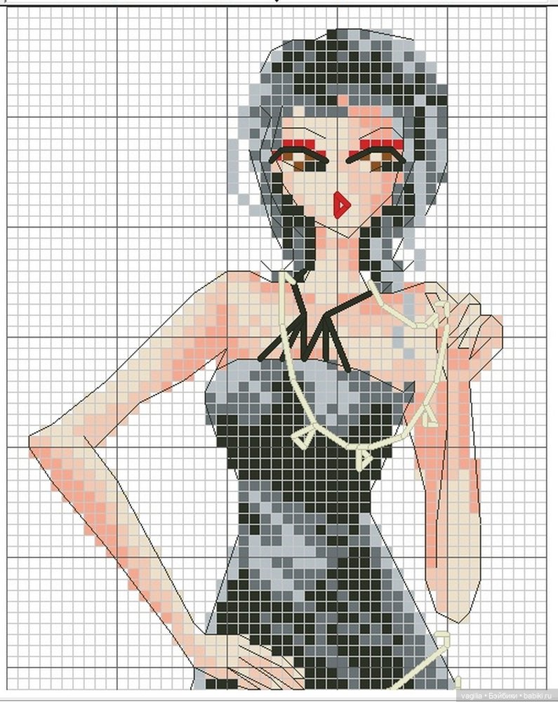 Дамы, девушки крестиком — Схемы вышивки крестом: фото узоров