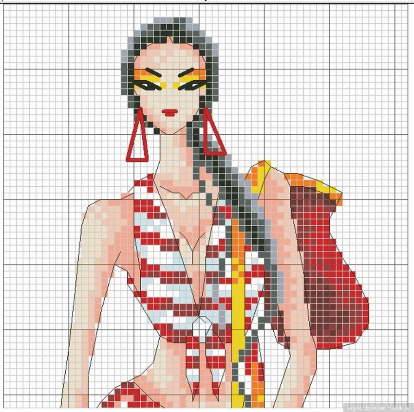 Дамы, девушки крестиком — Схемы вышивки крестом: фото узоров (фото 9)