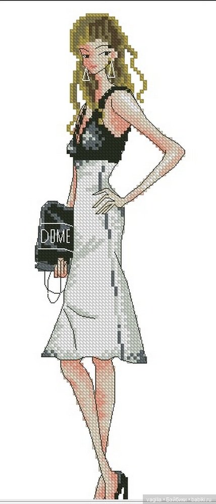 Дамы, девушки крестиком — Схемы вышивки крестом: фото узоров