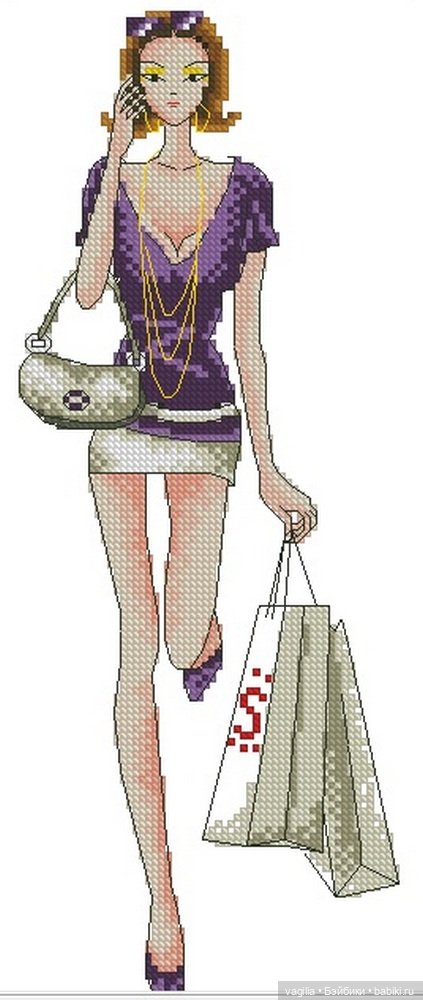 Дамы, девушки крестиком — Схемы вышивки крестом: фото узоров