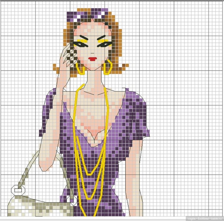 Дамы, девушки крестиком — Схемы вышивки крестом: фото узоров (фото 5)