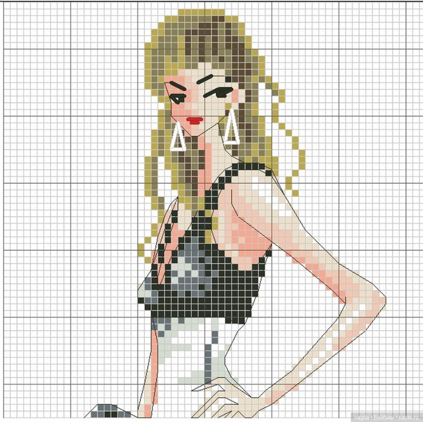Дамы, девушки крестиком — Схемы вышивки крестом: фото узоров